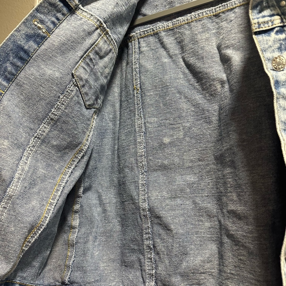 Women's XL Embroidered Pearl Denim Jean Jacket Coat - Picture 9 of 16